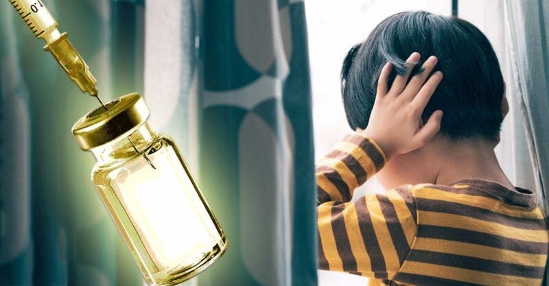 vaccine and boy covering ears vaccine and boy covering ears