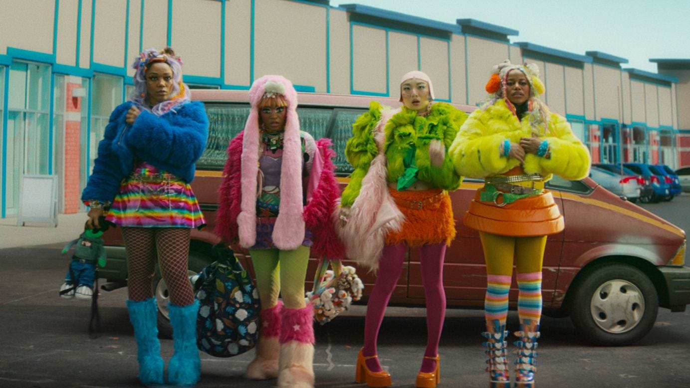 Naomi Ackie, Keke Palmer, Poppy Liu, and Taylour Paige in "I Love Boosters". Naomi Ackie, Keke Palmer, Poppy Liu, and Taylour Paige in "I Love Boosters".