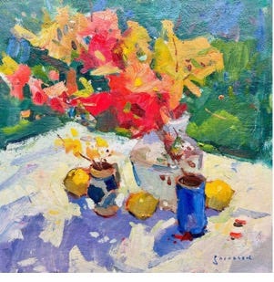 A painting of flowers in a vase and two lemons
AI-generated content may be incorrect. A painting of flowers in a vase and two lemons
AI-generated content may be incorrect.