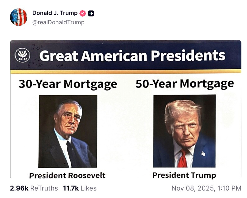 Great American Presidents: 30-Year Mortgage Teddy Roosevelt, 50-year-mortgage Donald Trump