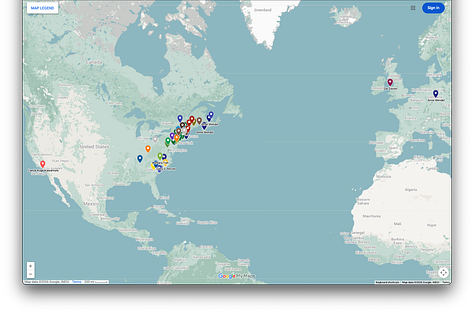 Screenshots from Stories250 project components included the website, live-streamed events, interactive timeline and map. All are accessible from Projectkin.org/stories250.