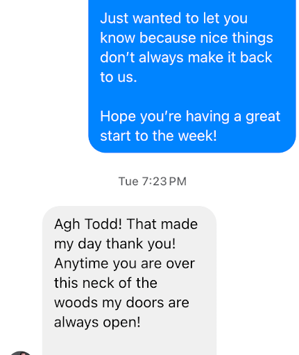 chat conversation with encouraging words