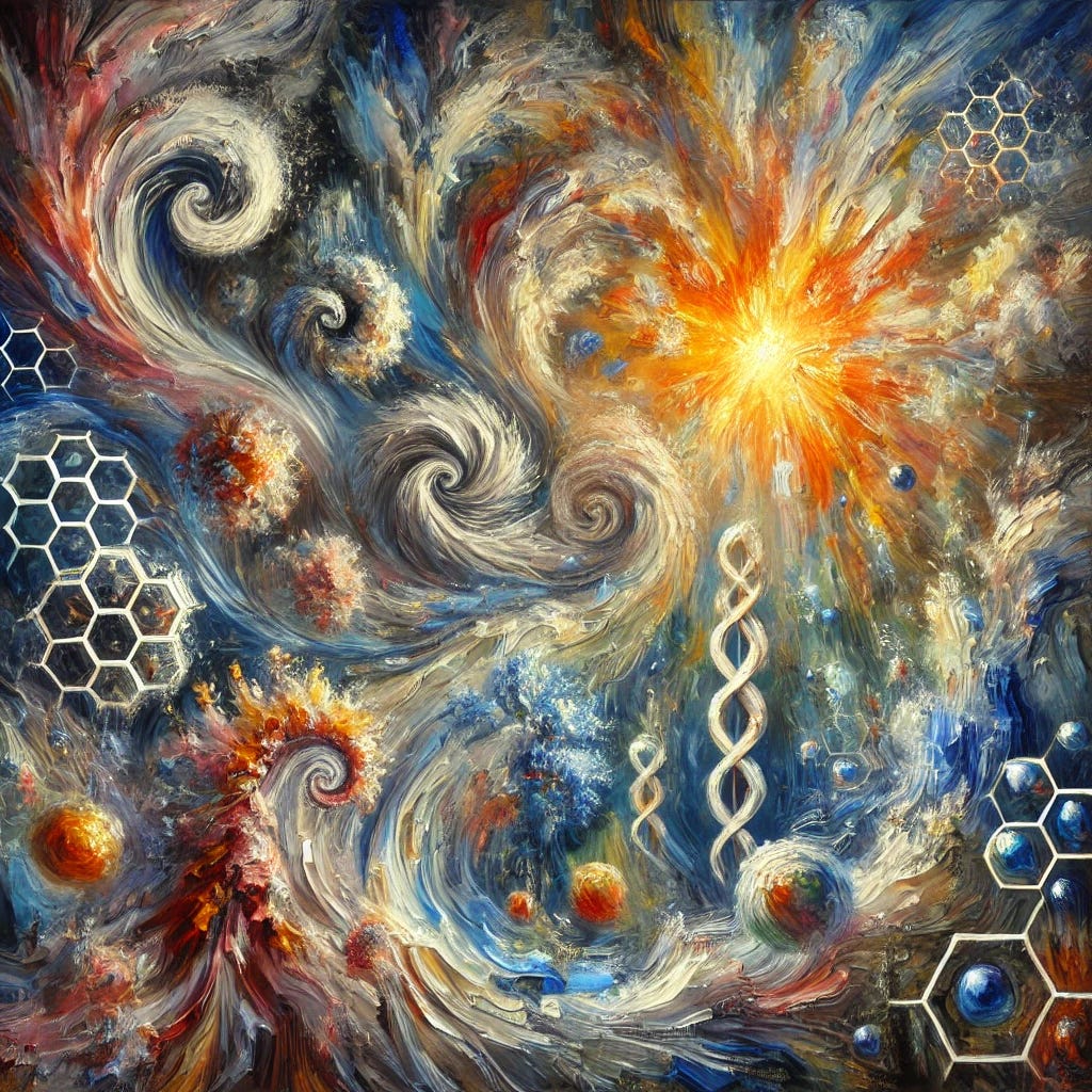 An abstract oil painting with thick, expressive brush strokes and bold colors, inspired by the concept of a medical breakthrough using DMSO for cancer treatment. The painting should convey themes of cellular transformation, immune system awakening, and healing. Imagine swirling patterns that evoke cells changing form, bursts of light representing immune activation, and interwoven textures that suggest synergy between natural and pharmaceutical elements. The composition should include dynamic contrasts—dark turbulent regions transitioning into vibrant, glowing areas—symbolizing the shift from disease to recovery. No text or human figures. An abstract oil painting with thick, expressive brush strokes and bold colors, inspired by the concept of a medical breakthrough using DMSO for cancer treatment. The painting should convey themes of cellular transformation, immune system awakening, and healing. Imagine swirling patterns that evoke cells changing form, bursts of light representing immune activation, and interwoven textures that suggest synergy between natural and pharmaceutical elements. The composition should include dynamic contrasts—dark turbulent regions transitioning into vibrant, glowing areas—symbolizing the shift from disease to recovery. No text or human figures.