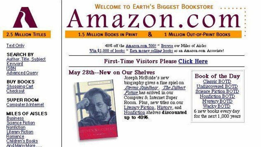 A screenshot of Amazon's website in 1997.
