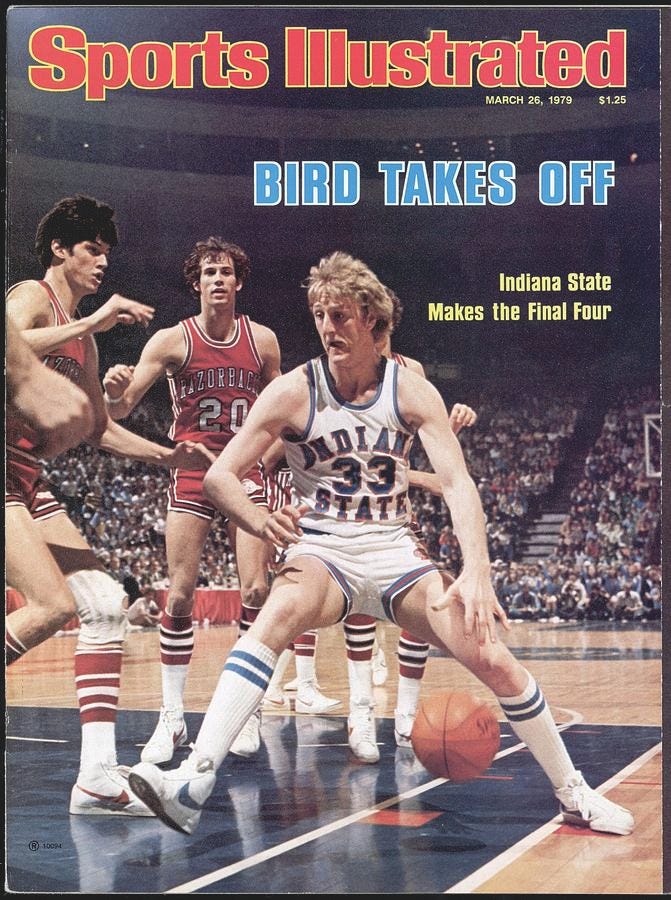 Indiana State Larry Bird, 1979 Ncaa Midwest Regional Sports Illustrated  Cover by Sports Illustrated