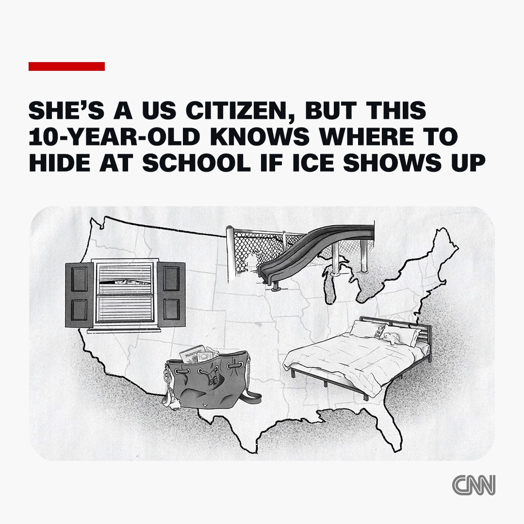 May be a graphic of newspaper and text that says 'SHE'S A US US CITIZEN, THIS 10-YEAR-OLD OLD KNOWS WHERE tO HIDE AT SCHOOL IF ICE SHOWS UP CNN' May be a graphic of newspaper and text that says 'SHE'S A US US CITIZEN, THIS 10-YEAR-OLD OLD KNOWS WHERE tO HIDE AT SCHOOL IF ICE SHOWS UP CNN'