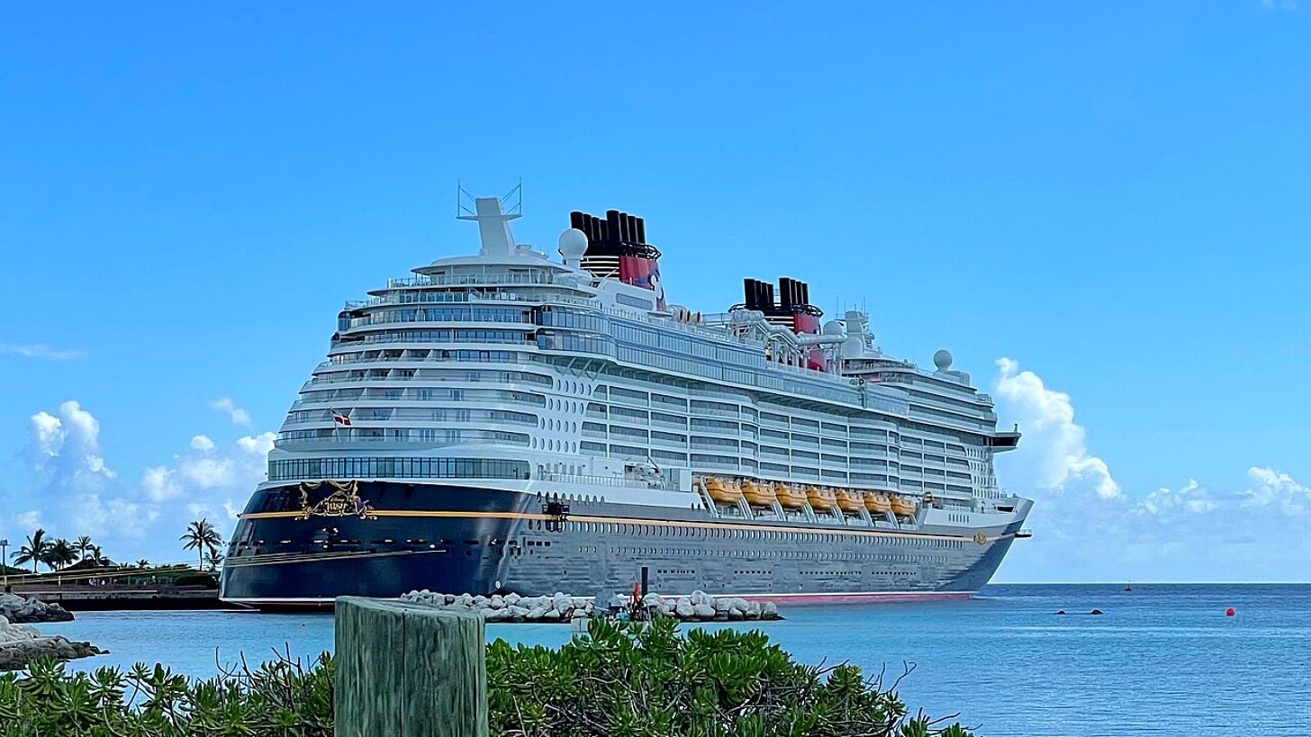 The Disney Wish at Disney Castaway Cay. Image: Declan M. Martin via Wikimedia Commons The Disney Wish at Disney Castaway Cay. Image: Declan M. Martin via Wikimedia Commons