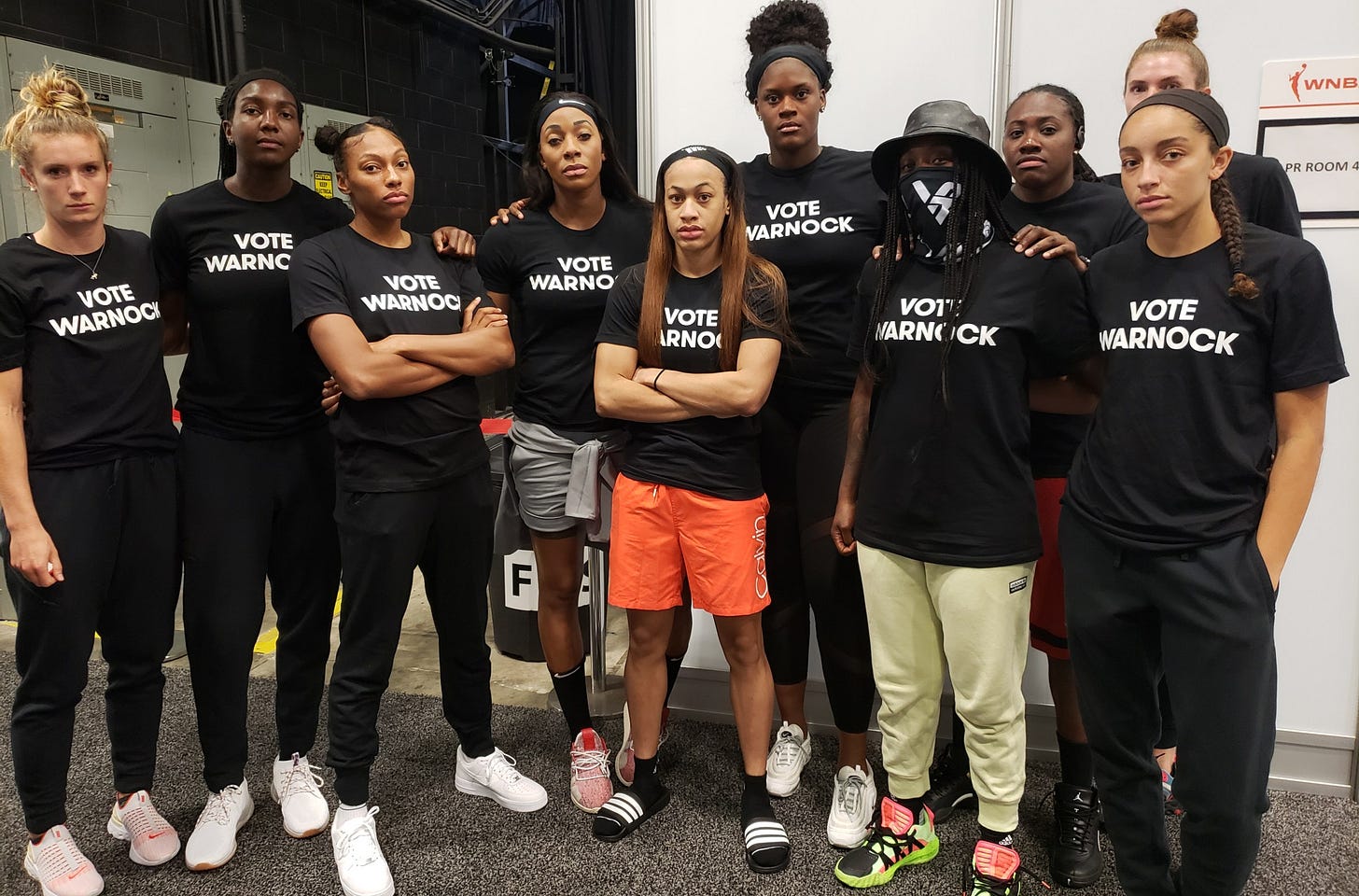 The Atlanta Dream show support for Rev. Warnock in Georgia’s Senate runoff race last August.