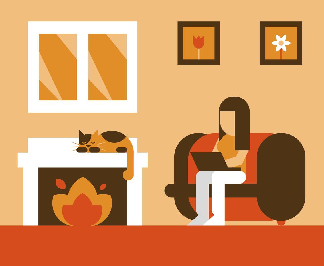 Fireside Pets Cat Illustration Vector Vector Art & Graphics | freevector.com
