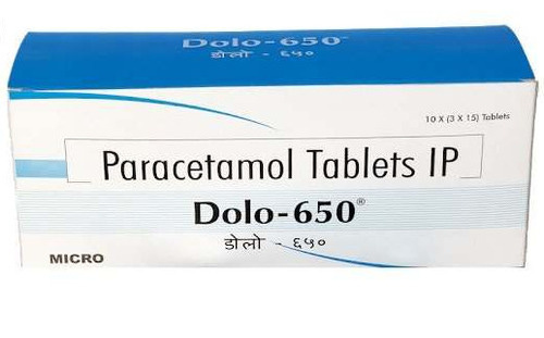 Dolo 650 Tablets For High Fever, 15 Tablets In One Strip General Medicines  at Best Price in Mathura | Bharat Medical Store