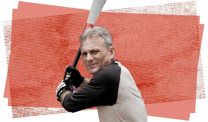 Buddy Carter in a Facebook photo, where he is holding a baseball bat and his head is abnormally large.