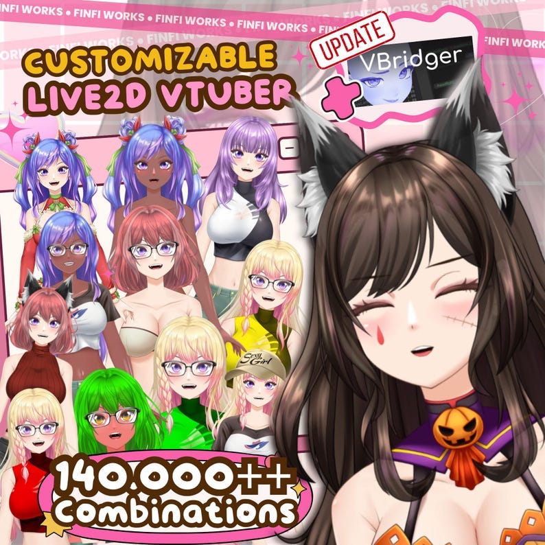 Customizable Live2D VTuber with VBridger compatible. Vtuber model, vtuber assets, twitch vtuber, full body vtuber, premade model