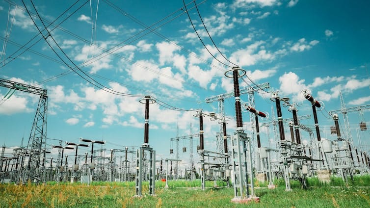 An electric power grid. An electric power grid.