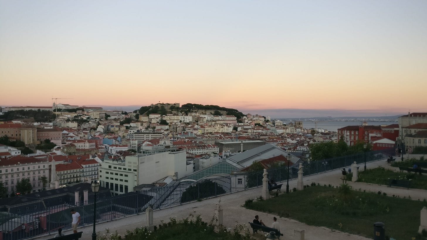 the sunset over lisbon