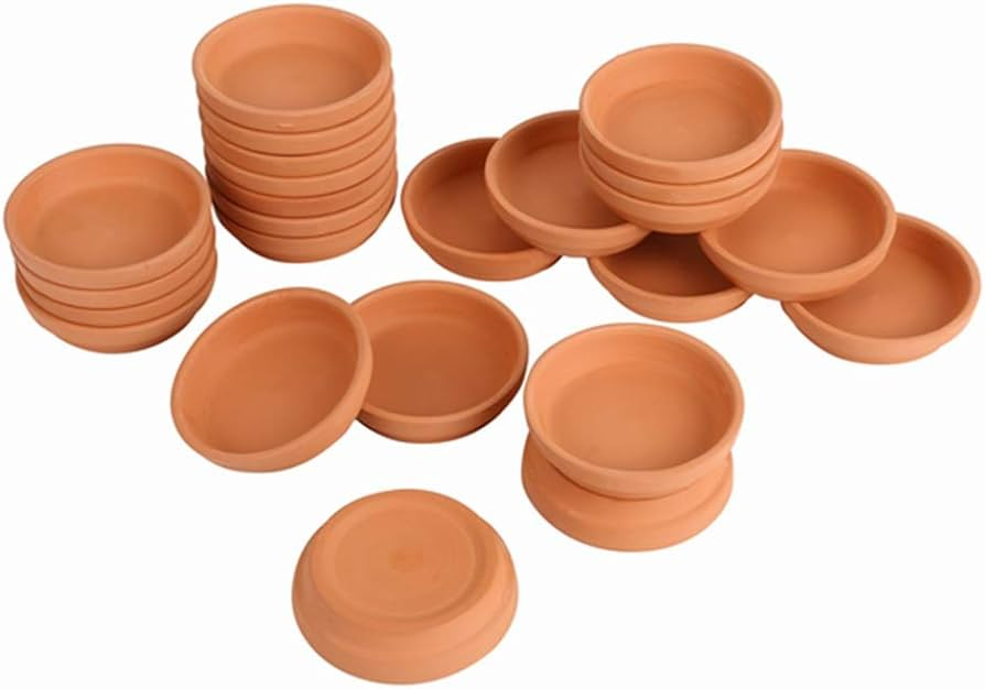 24pcs Terra Cotta Saucer, 3.2-inch Small Mini Clay Pots Tray, Suitable for  3inch, 2.5inch, 2inch Succulents Nursery Pots