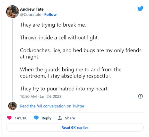 Andrew Tate tweet