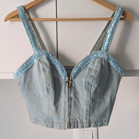 Denim, strass, silver, paco rabanne