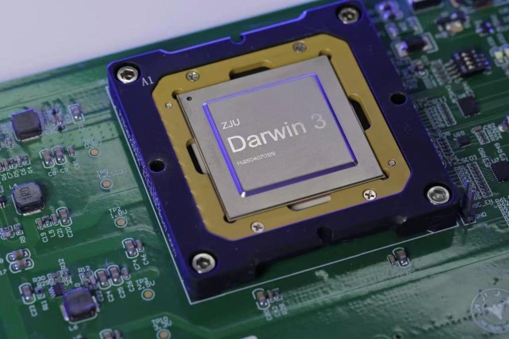 The “Darwin Monkey” is made up of 960 Darwin 3 brain-inspired computing chips creating over 100 billion synapses. Photo: Handout The “Darwin Monkey” is made up of 960 Darwin 3 brain-inspired computing chips creating over 100 billion synapses. Photo: Handout