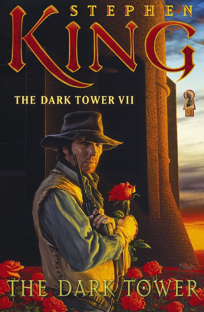 Book cover for THE DARK TOWER by Stephen King, published by Scribner