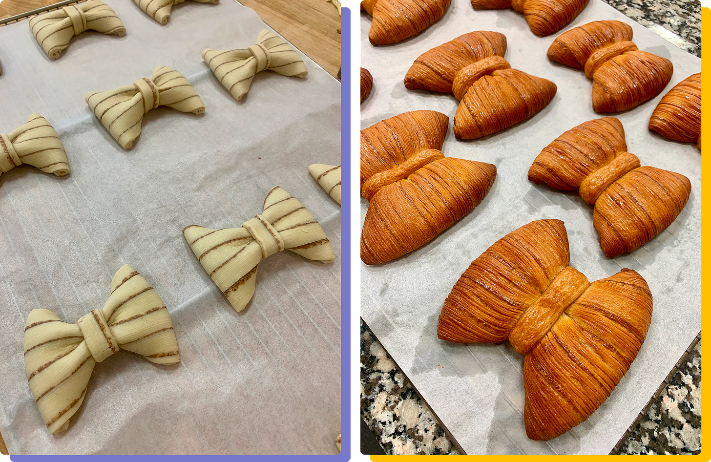 Photos of cross-laminated bow ties
