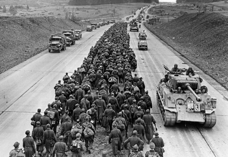 Columns of American vehicles advance deeper into Germany on the ...