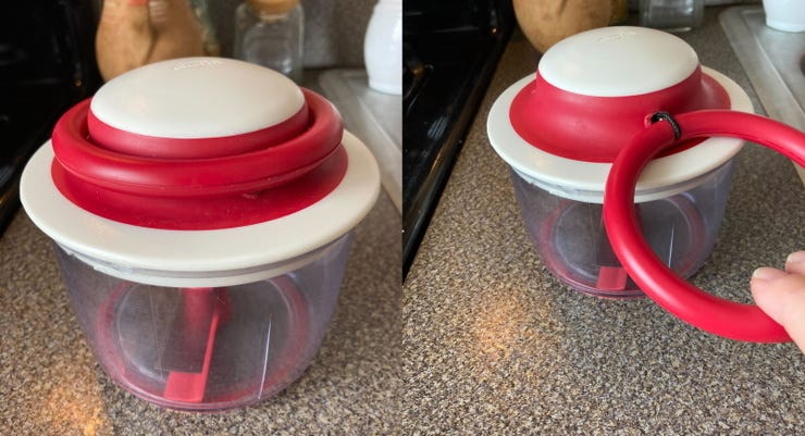 Hand-powered food chopper. (I like this Chef'n brand.)