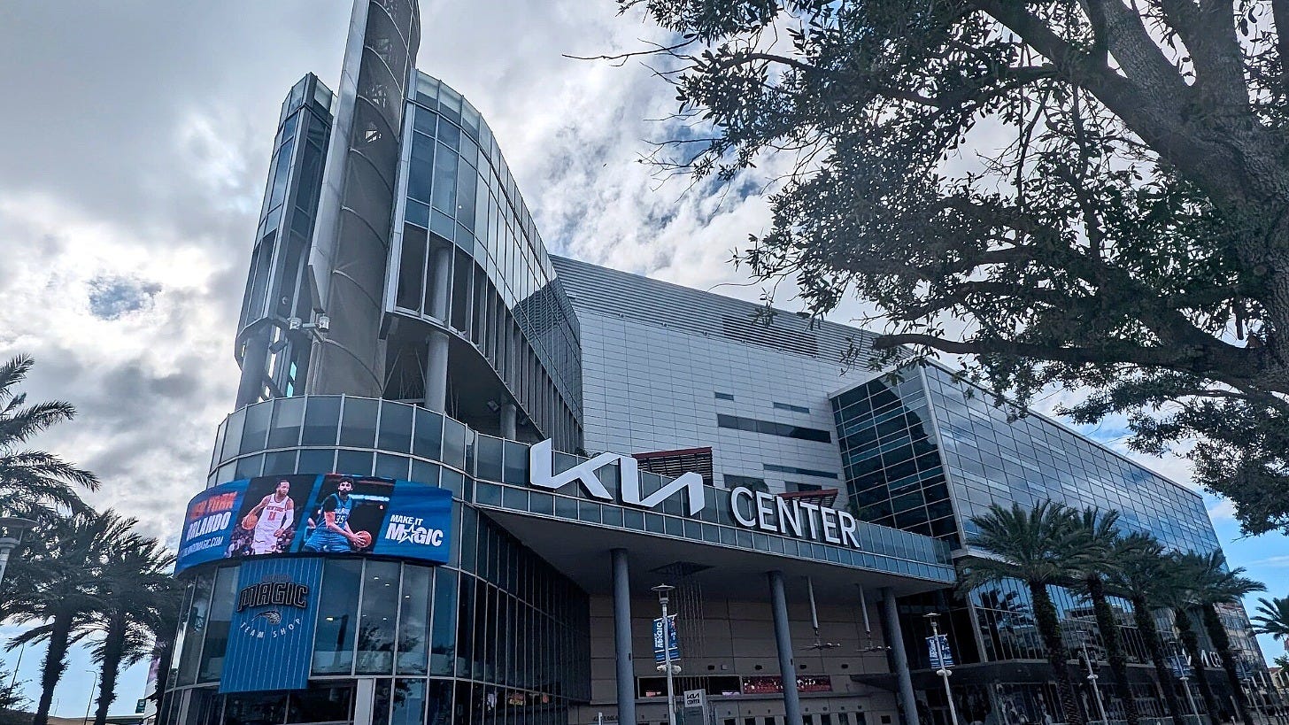 The Kia Center, home of the Orlando Magic, in downtown Orlando. Image: Csab6482 via Wikimedia Commons