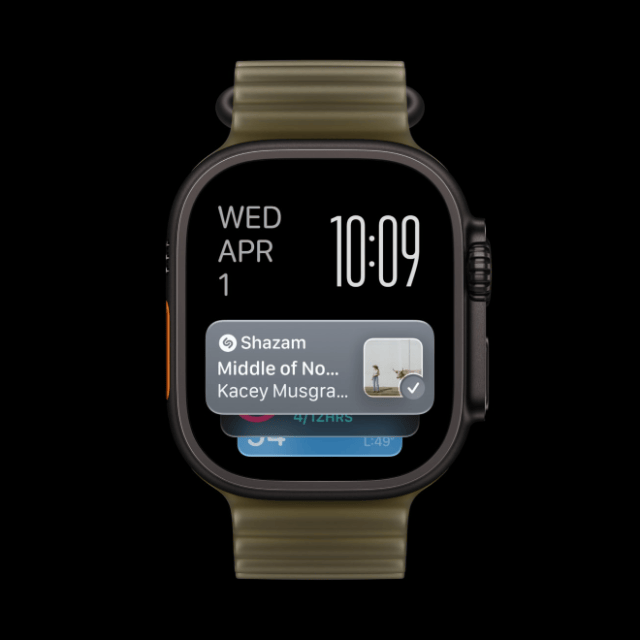 Shazam instantly detects the music playing around the user and automatically displays the song title and artist’s name on the Music Recognition widget in the Smart Stack.