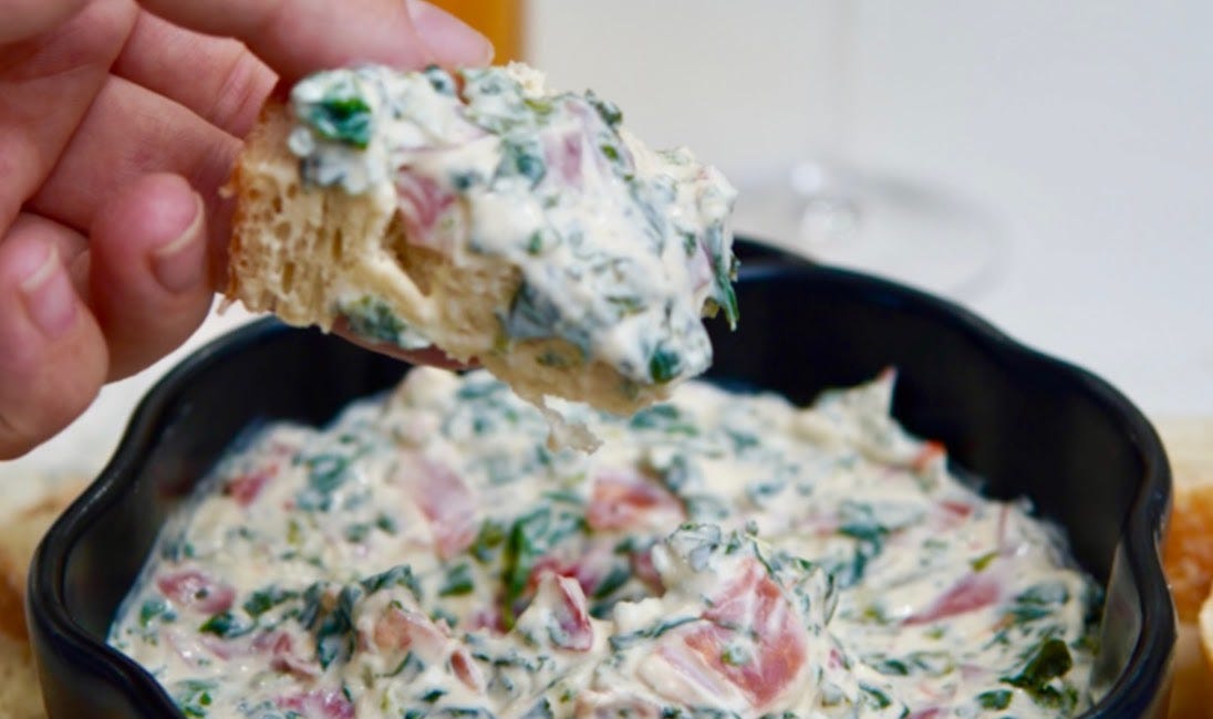 Spicy Salami Spinach Dip & Orange Wine 