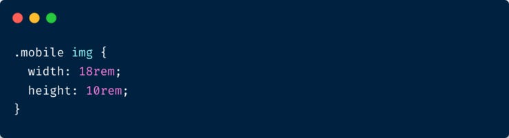 Width and height for image