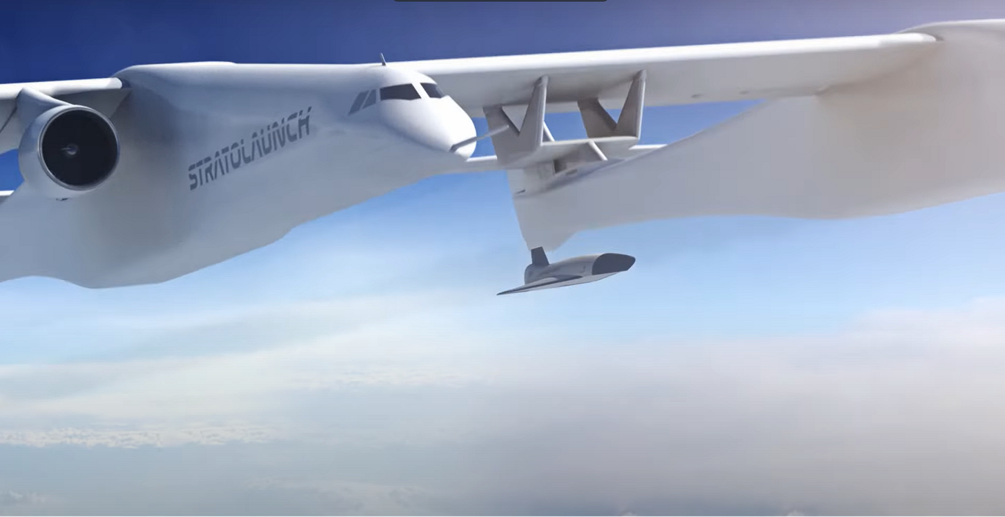 Image of Stratolaunch’s “Roc” Aircraft Releasing its Hypersonic “Talon-A” Hypersonic Vehicle.