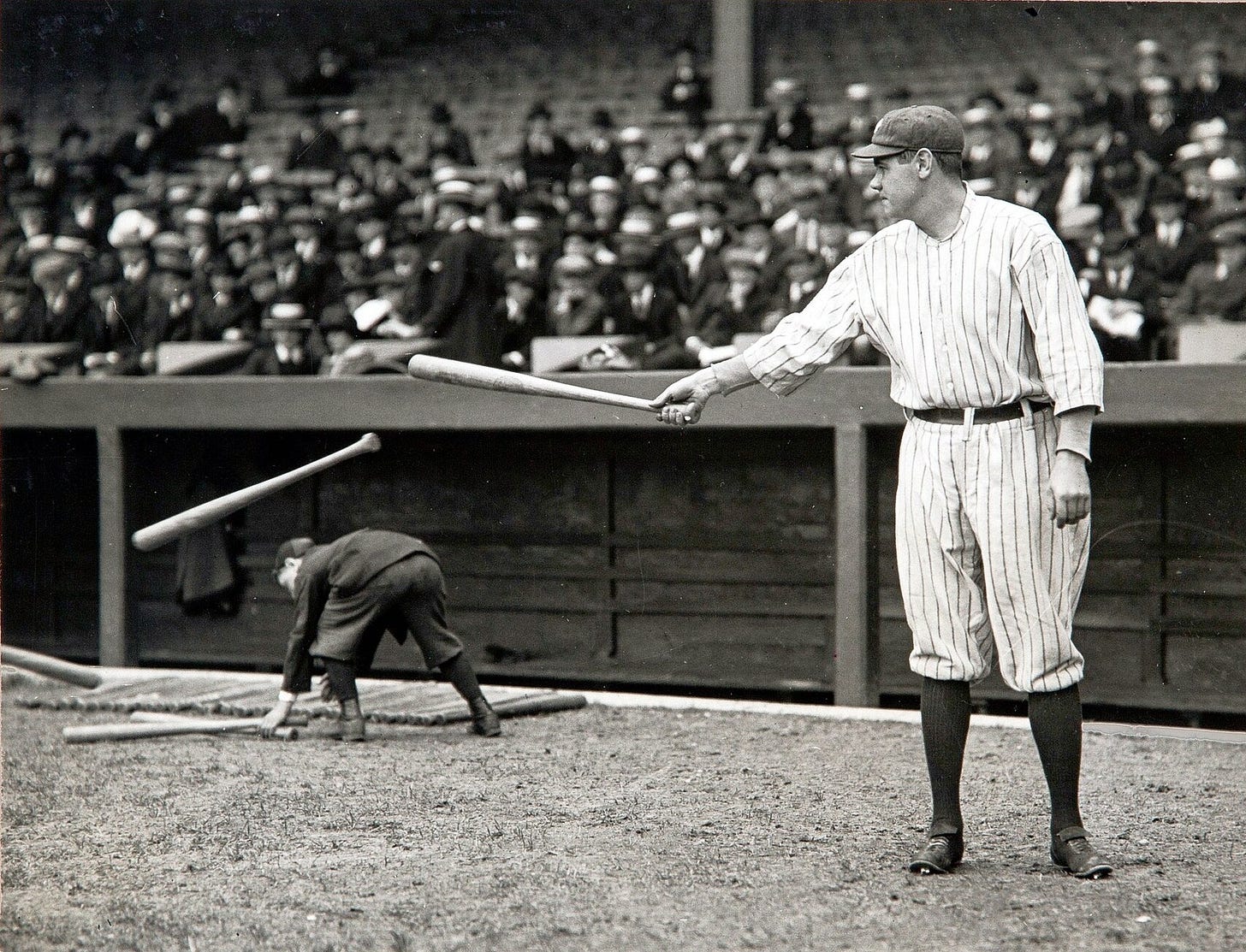 Babe Ruth prepares to bat.