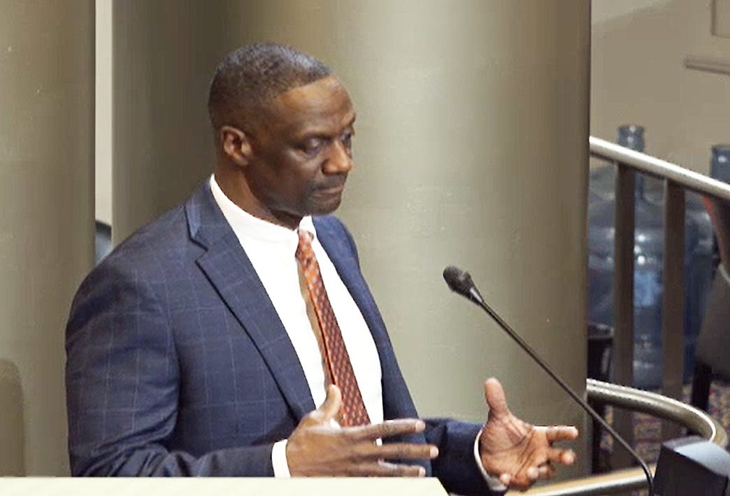 Oakland police chief Floyd Mitchell, expressing his frustration with the impacts the Police Commission has had on police officers’ ability to do their jobs effectively, January 10, 2025. (Image source: City of Oakland)