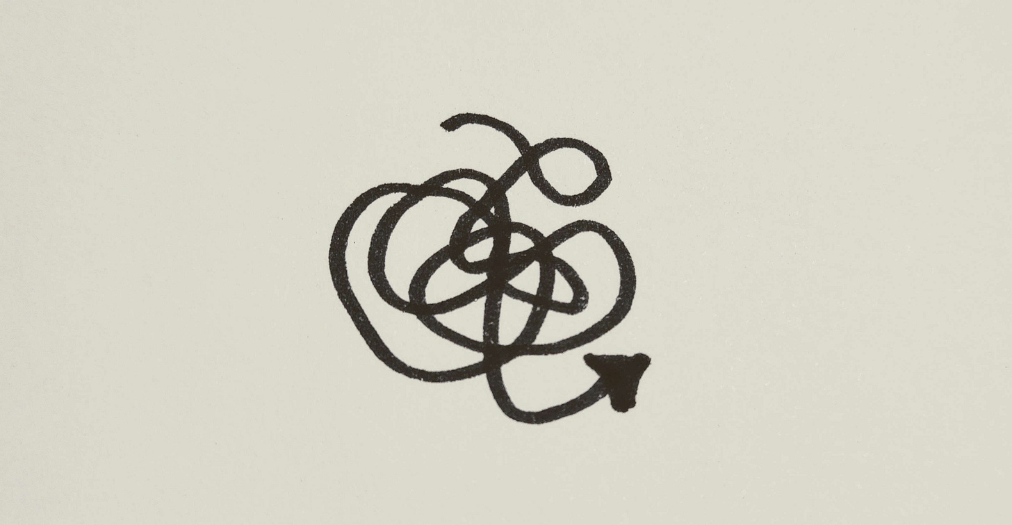 image of a messy line with an arrow at the end