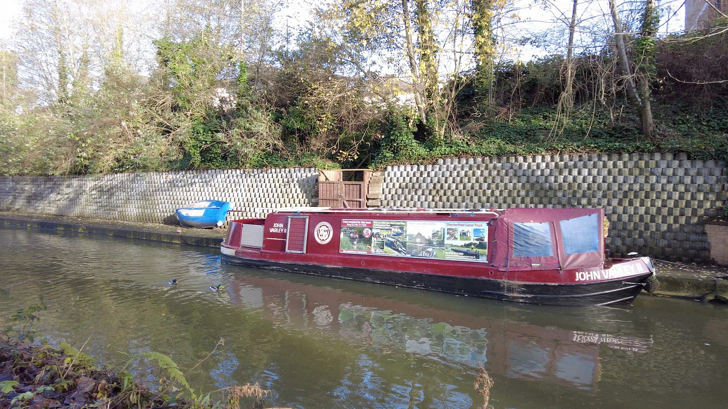 The narrowboat John Varley ll on The Chesterfield Canal, at Tapton Lock, Chesterfield Derbyshire which is used for trips on the canal for visitors. The narrowboat John Varley ll on The Chesterfield Canal, at Tapton Lock, Chesterfield Derbyshire which is used for trips on the canal for visitors.