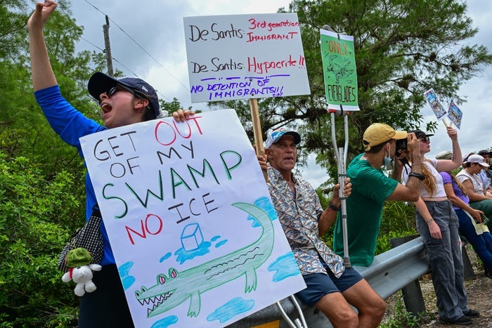 Alligator Alcatraz' protests erupt over immigration detention center