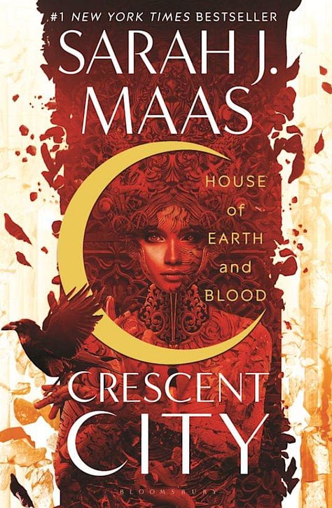 Book jacket covers for The Fifth Season, Wholehearted Faith, and House of Earth and Blood (Crescent City)