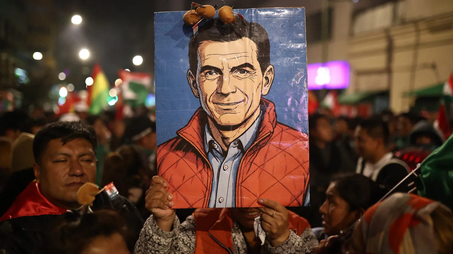 Supporters of Rodrigo Paz in La Paz celebrate his victory in the presidential election (Credits: Luca Aguayo)