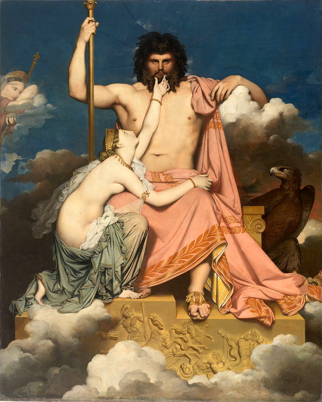 Sollte ein so selbstgefälliger Mann auch noch angeschmachtet werden?; Bild: Jean-Auguste-Dominique Ingres, Jupiter und Thetis (1811); Quelle: Wikimedia