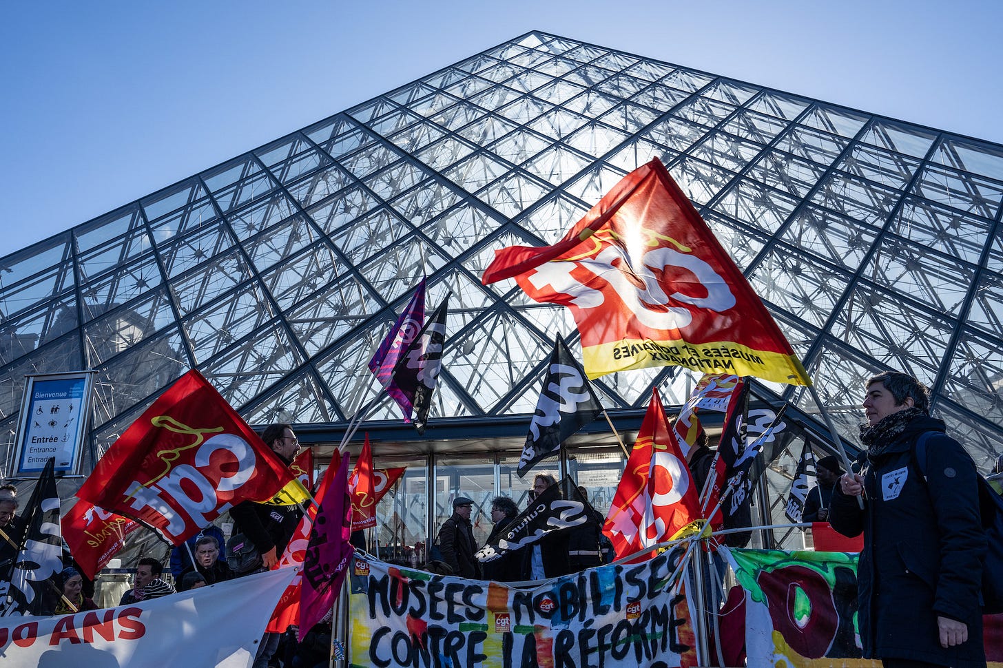 French Protestors Block Entrance to the Louvre Amid Nationwide Strike