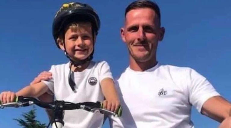 Daniel Dehavilland, 43, with his six-year-old son, Ollie. Picture: Michelle Dehavilland