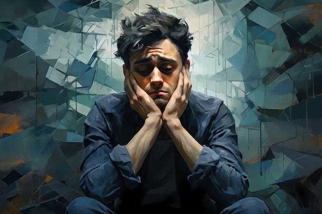 Painting of person suffering from anxiety