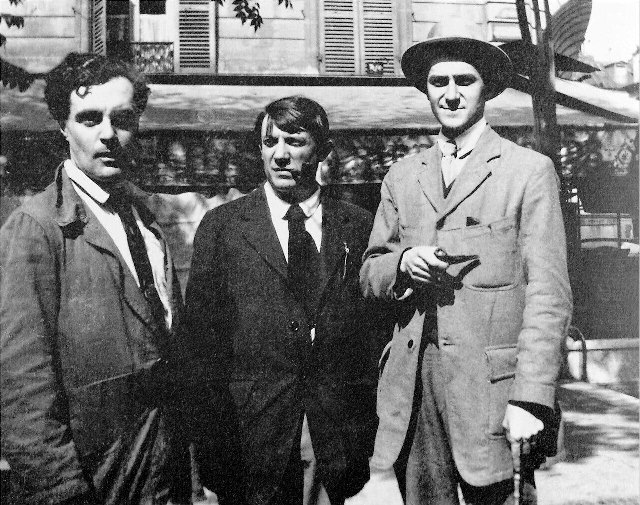 Amedeo Modigliani, Pablo Picasso and Andre Salmon in Paris, 1916 Amedeo Modigliani, Pablo Picasso and Andre Salmon in Paris, 1916