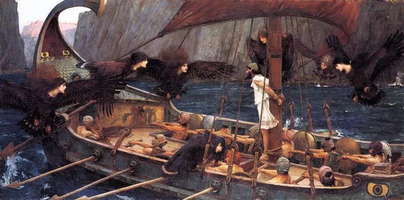 John William Waterhouse (1849-1917), 'Ulysses and the Sirens' (1891). John William Waterhouse (1849-1917), 'Ulysses and the Sirens' (1891).