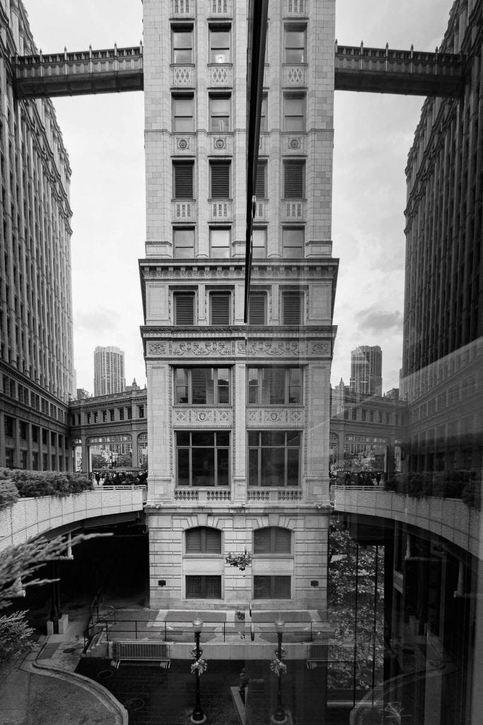 reflection of wrigley building