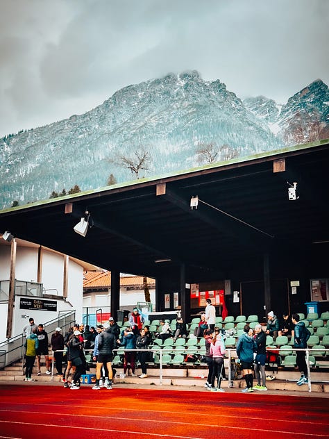 A selection of beautiful track photos showing mountains in the background