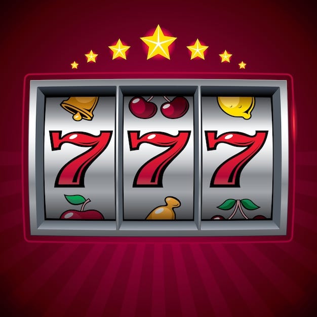 Slot machine lucky seven organized by layers global colors gradients used |  Premium Vector