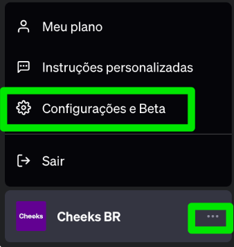 Figura 11 configuraçoes e beta chatgpt-4 plus inteligencia artificial