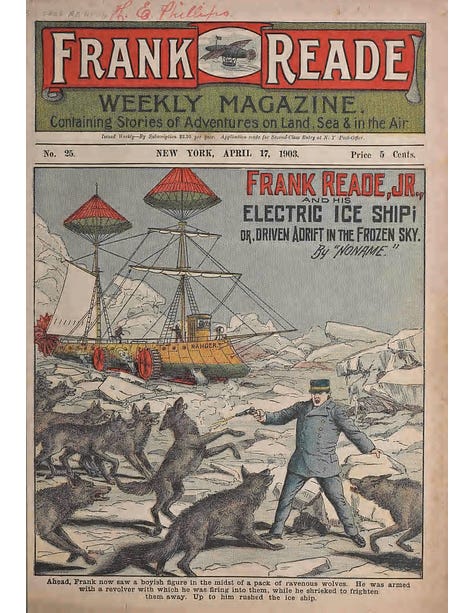 Dime Novels featuring Frank Reade Jr. and Jack Wright, boy inventors. 