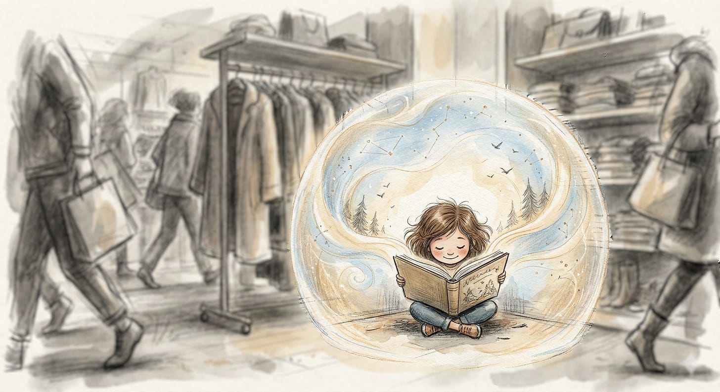 A little girl got lost in book in a chaotic environment. How the need to be curious helped her. A little girl got lost in book in a chaotic environment. How the need to be curious helped her.